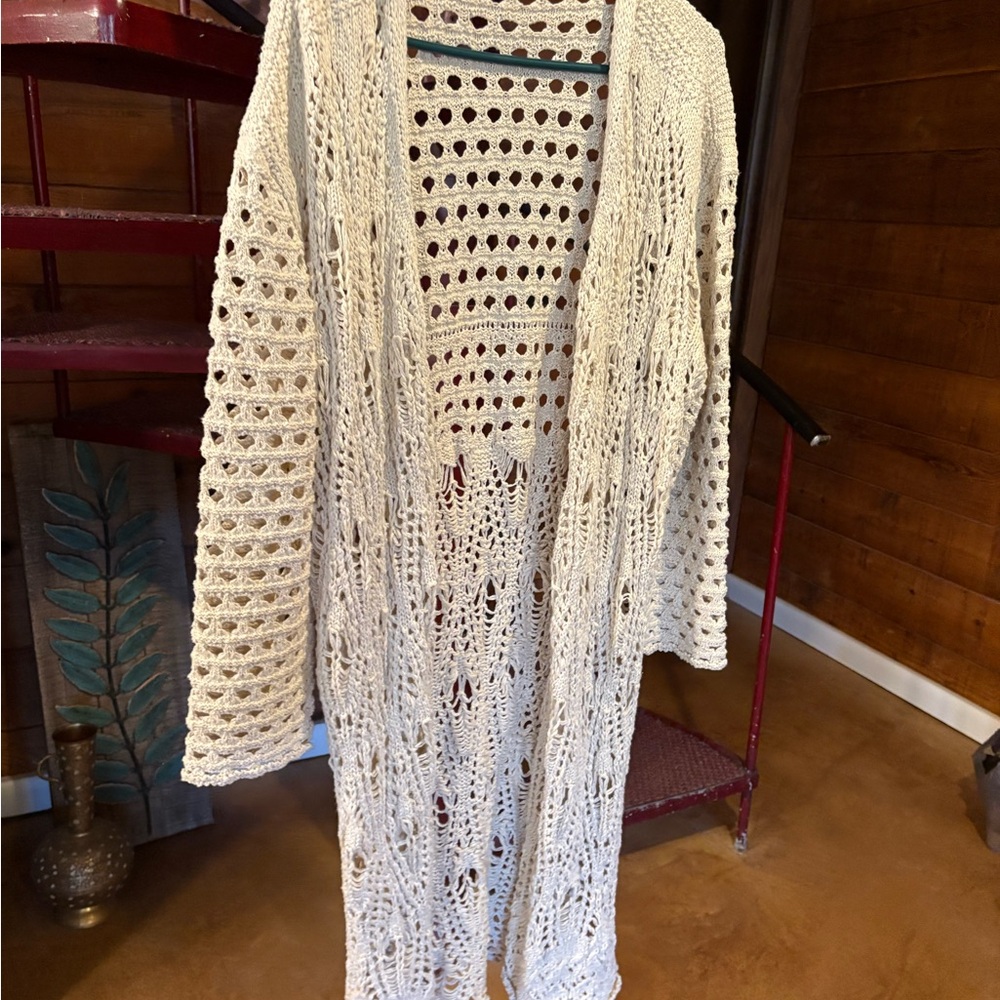 NATURAL LIFE Ivory Open-Knit Cardigan
